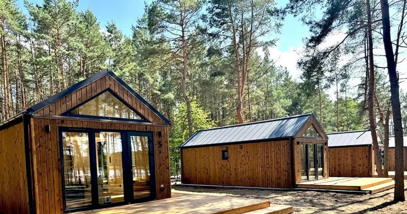 Mehrere kompakte Häuser in einer Resort-Anlage